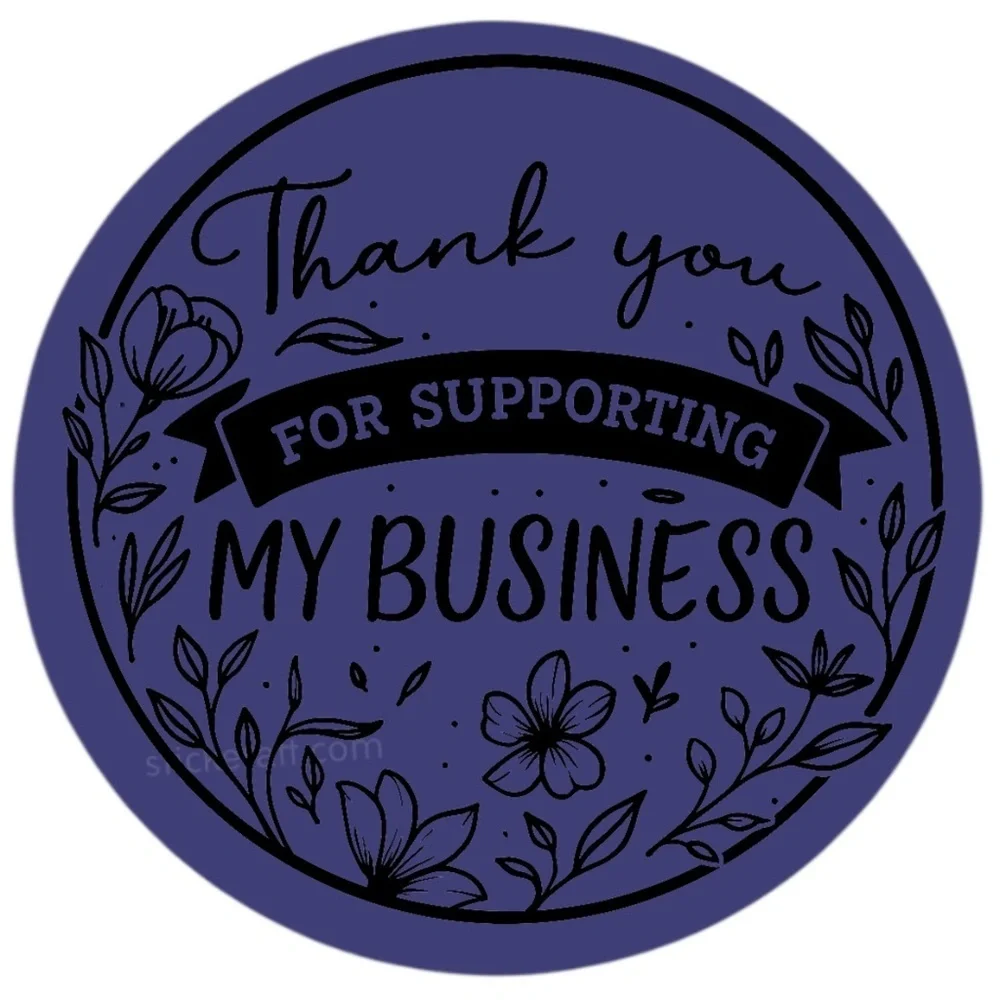 Thank You for Supporting My Business Sticker 2” | Floral Label for Packaging